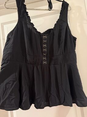 Torrid Black Women’s Peplum Tank Top - Sleeveless Hook-Front